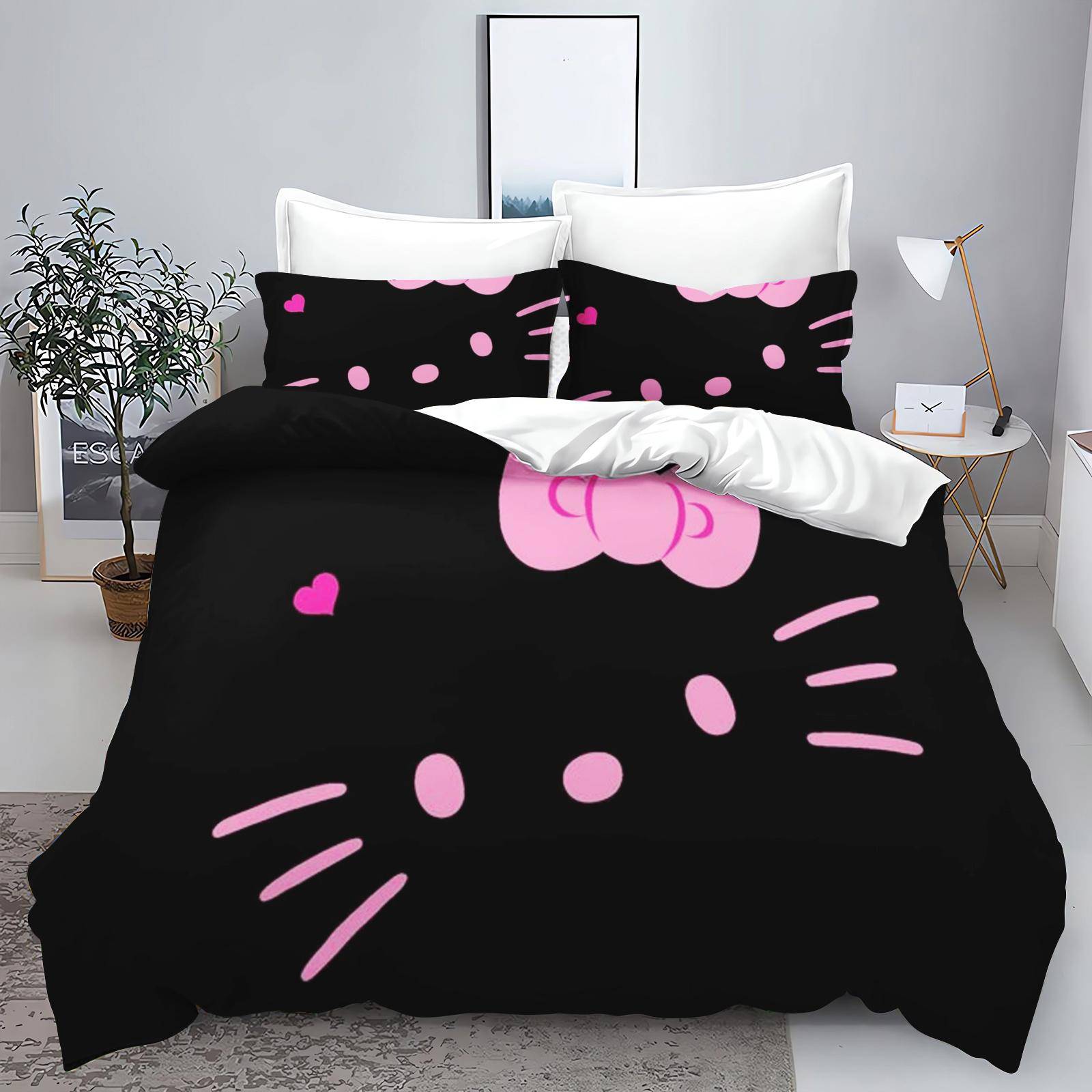 Hello Kitty Påslakan Barn Sängkläder Set Hem Enkelsäng 3-delat Set 1 Påslakan Lyxigt 100% Polyester Modernt Tryckt