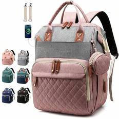 Blöjväska Ryggsäck Babyväska, Blöjväska Flicka Pojke För Pappa Mamma, 16 Fickor, Nappfodral, Stora Blöjväskor Unisex För Resor - Multifärgad (grön,blå,rosa,svart,Lotusrot rosa,Ljusgrå,färg)