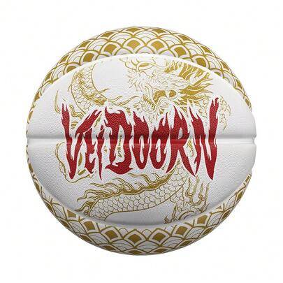 Storlek 7 gummibasketboll med drakskalamönster, träningsboll för inomhus och utomhus, halkfri, slitstark basketboll, perfekt present till pojkvän elle - Ingefära (Size 7)