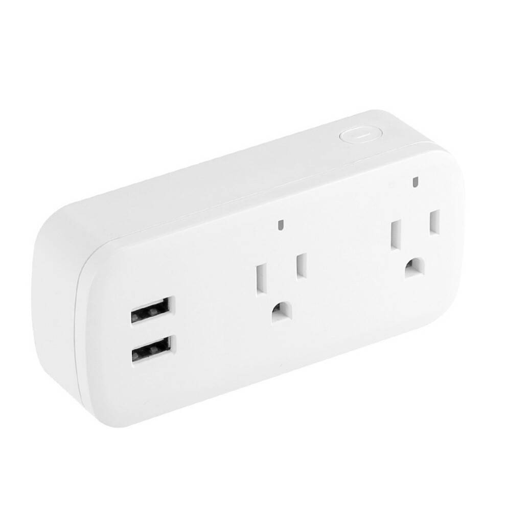 Trådløs fjernbetjeningsstikkontakt, 16A2-stikkontakt Smart Plug WiFi-stikkontakt med fjernbetjening, 2,4 GHz, ingen hub, hvid – kompatibel med