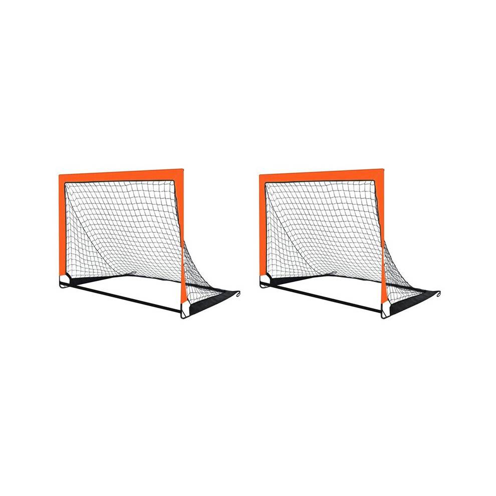 2X Orange Children'S Football Goal Portable Foldable Mobile Training Football Goal