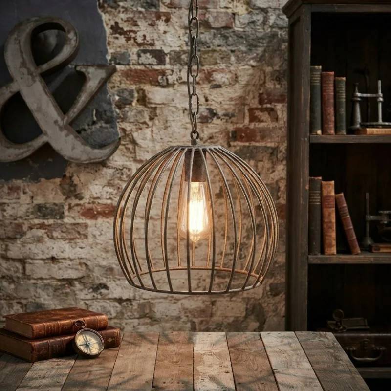 Globe pendel lampe i jerntråd H32cm Trademark Living.