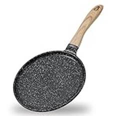 JEETEE Crepe-panna 28 cm, non-stick granitbeläggning pannkakspanna, bakelitehandtag, kompatibel med alla spisar och induktionskokare, PFOA-fri, grå