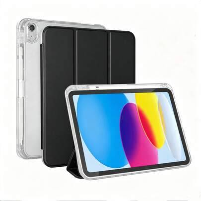 3-faldigt skyddande fodral, kompatibelt med iPad 11:e generation, matt TPU mjuk skal, stötsäkert/fallskydd/minimalistiskt/casual populärt vikbart surf - Svart (Multi-size)