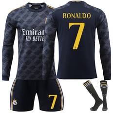 Madrid RONALDO #5 2023/2024 RM Langærmet Efterår/Vinter Udebanebørn Fodboldtrøje/Shorts/Strømper Sæt Ungdom Børn Størrelser 28