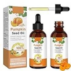 GAROMIA 2 stycken Pumpkin Seed Oil for Hair 60 ml pumpafröolja pumpafröolja för hårtillväxt 100% ren pumpafröolja ekologisk massageolja reparation av skadat hår hud för män och kvinnor (olja)