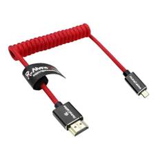 Alvin's Cables 8K 2.1 Micro-HDMI till Full HDMI flätad spiralkabel för Atomos-Ninja-V 4K-60P Record 48Gbps HDMI för Canon-R5C,R5,R6(18 till 28 tum)