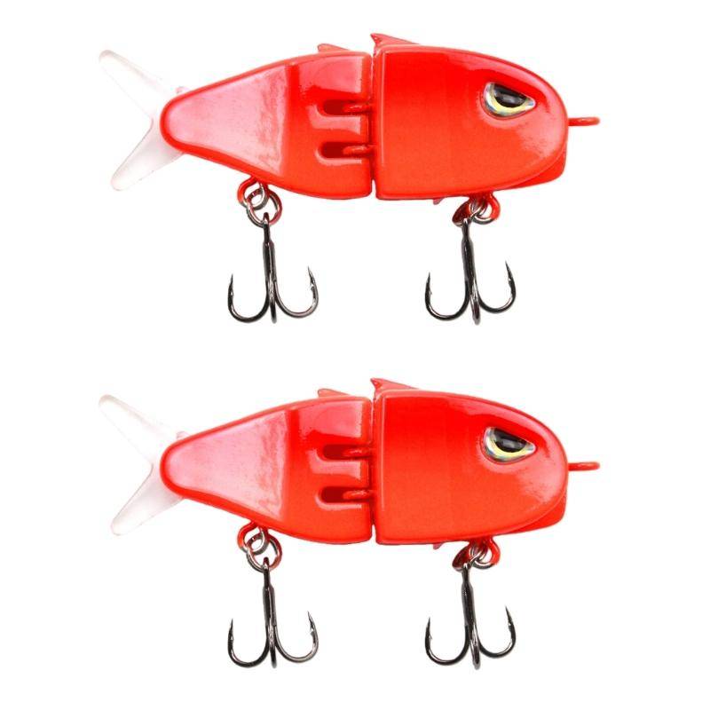 2 st Fiske beten Långsamt sjunkande Swimbait Realistiska ledade beten Hårda Crankbeten för Sötvatten och Saltvatten Hållbara