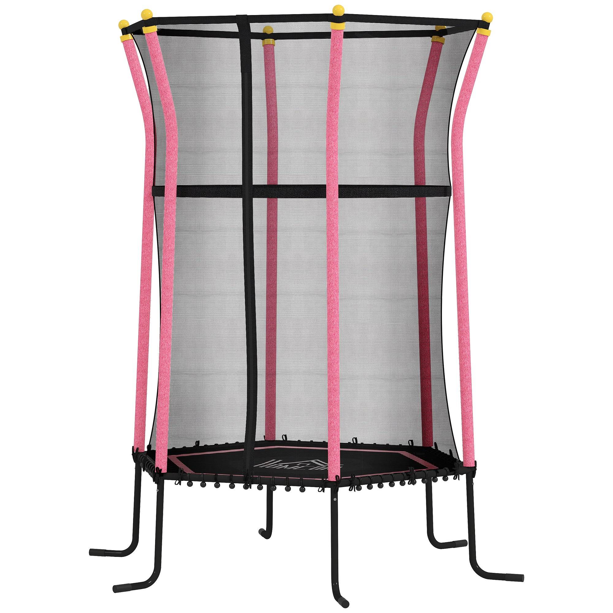 Trampolin til børn, 122 x 111 cm, med sikkerhedsnet, polstret, stål, lasteevne op til 50 kg