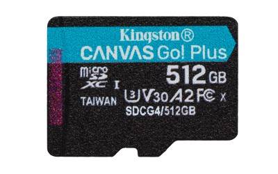 Micro Secure Digital SDXC 512 GB Kingston Canvas Go! Plus, 170/90 MB/sek, Class 10, U3, V30, A2