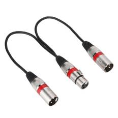 30cm XLR Female Jack to Dual Male Head Splitter Adapter o Mic Extension Cable for Canon Black