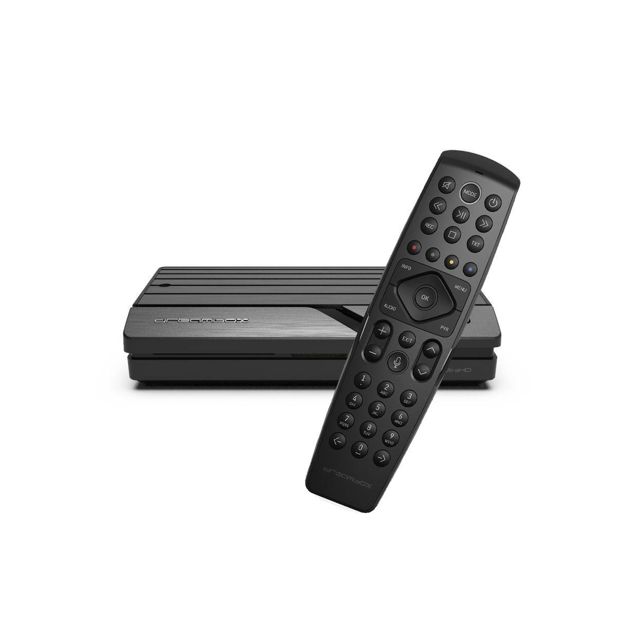 Dreambox One Ultra HD 4K Twin DVB-S2X Satellitmottagare Linux Enigma2 (Välj variant: Med BT - fjärrkontroll)