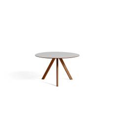 HAY - CPH 20 Round / Ø120 - Sofabord - Tabletop: Pebble Grey Linoleum - Base: Walnut Water-Based Lacquered