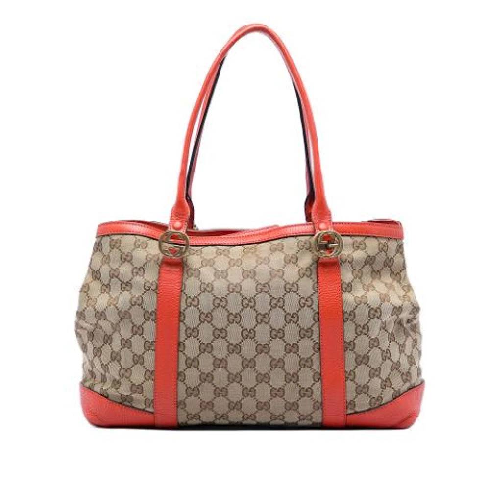 Gucci Vintage Pre-owned Vintage Canvas Tote Bag - Vintage - Dame - Beige - ONE SIZE - Læder