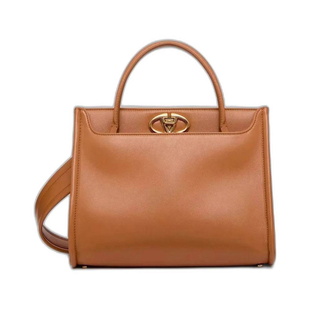 Valentino Garavani VLogo Locker Lille Håndtaske - Tasker - Dame - Brun - ONE SIZE - Uld