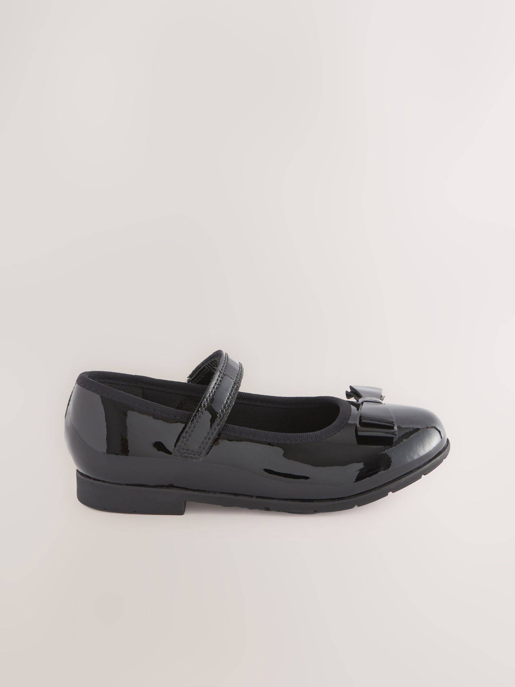 Next Black Patent Narrow Fit (E) School Leather Bow Mary Jane Shoes - EU 39 (UK 6)