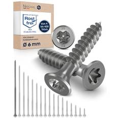 Träskruvar med platt huvud Torxskruvar rostfritt stål V2A rostfria 6 x 180 spånskivskruvar för trä partiell gänga 6 mm tjock 180 mm lång 25 stycken rostfria skruvar trä A2