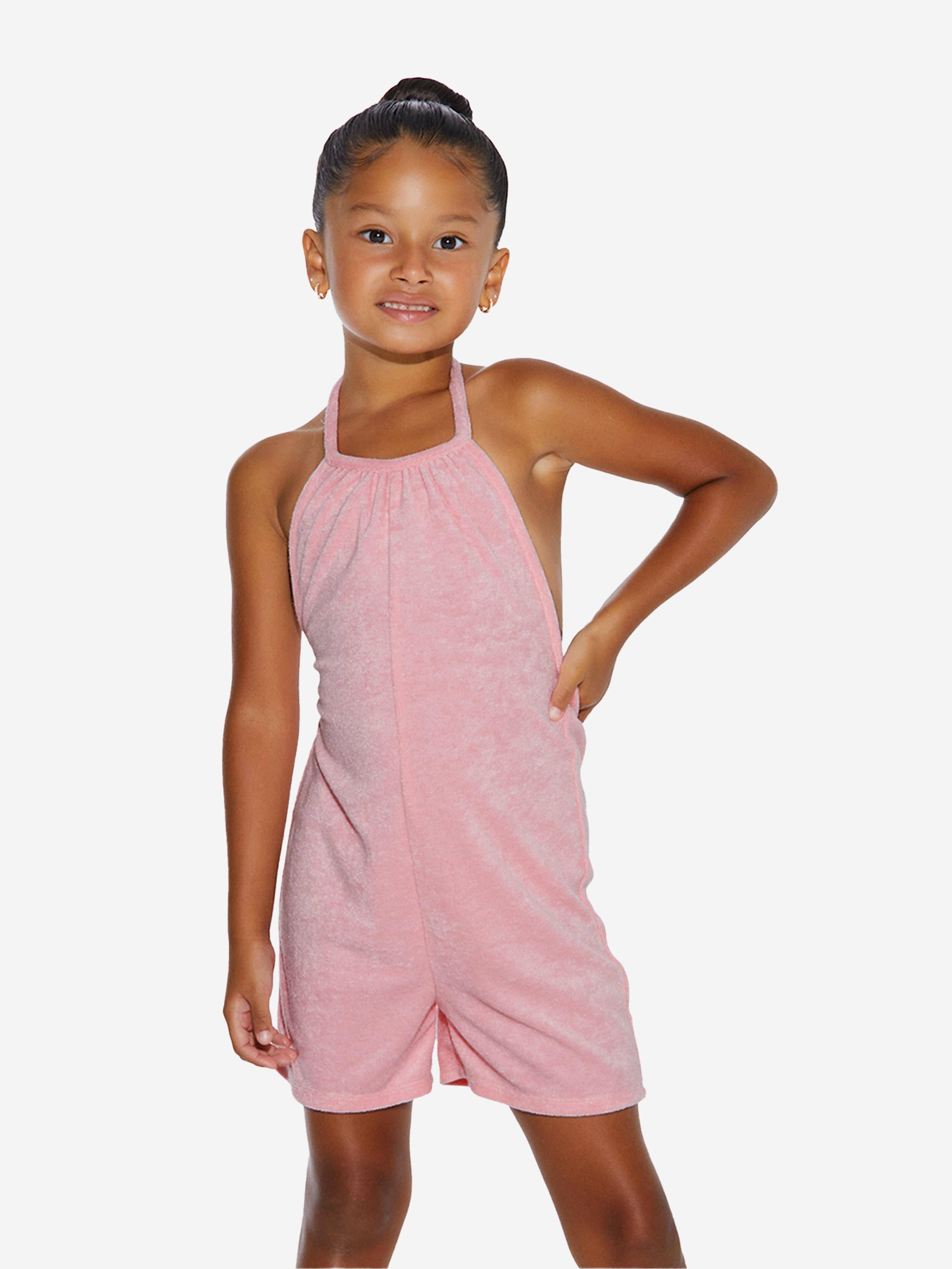 AY by AYLA Girls Towelling Halterneck Romper in Pink - Pink / 3 Yrs (3 Yrs)
