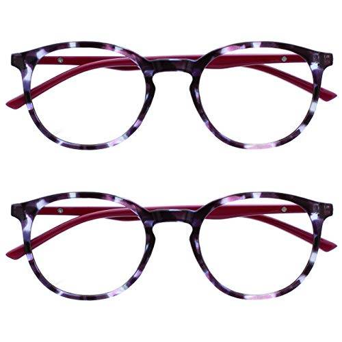 Opulize Met 2-pack distansglasögon stora runda lila herr dam vårgångjärn MM60-5 -1,50