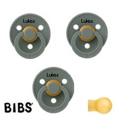 BIBS Colour Sutter med navn str2, 3 Pine, Runde latex, Pakke med 3 sutter