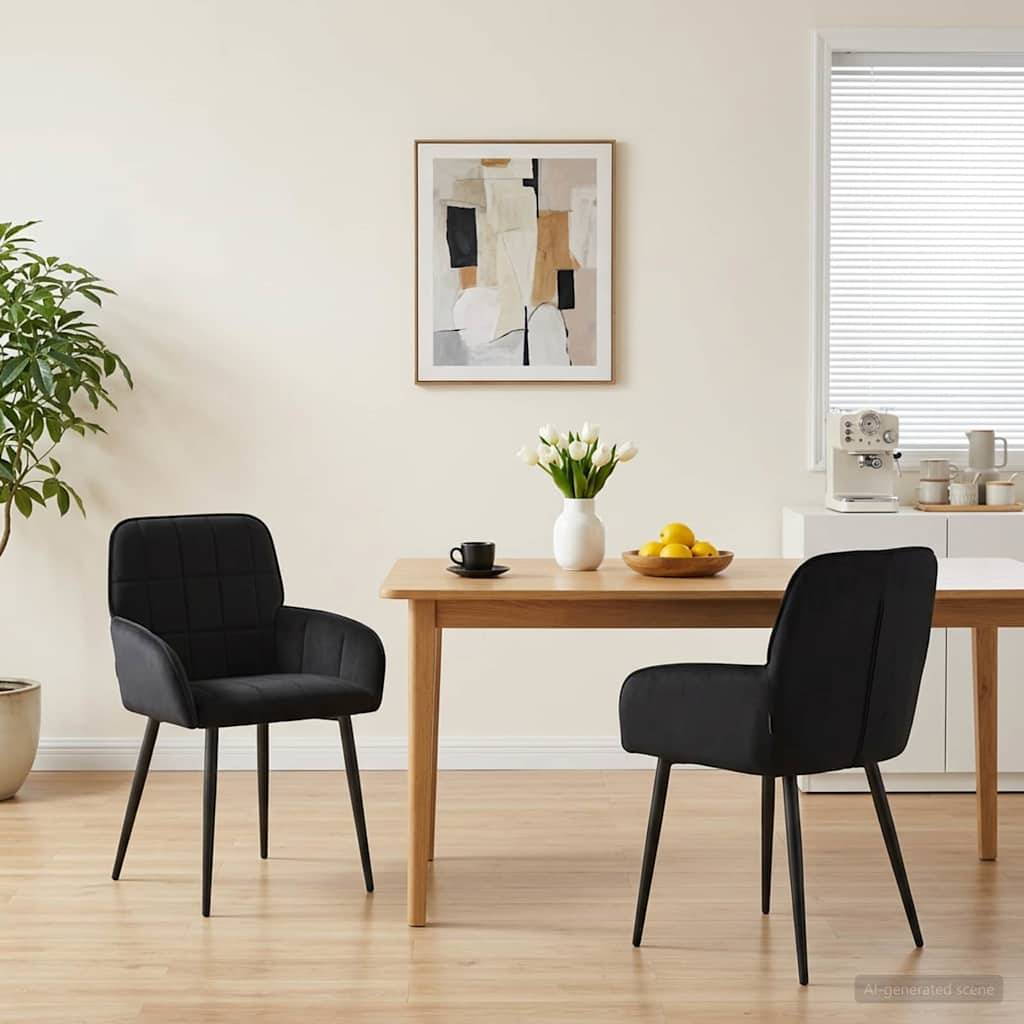 vidaXL Spisestole 2 stk. Fløjl Sort 57 x 50 x 85 cm