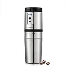 Bärbar Elektrisk Espressomaskin, Bärbar Kaffebryggare for Bil Multifunktion Mini Espresso Kaffemaskin Elektrisk Kaffekvarn USB Ladda Rostfri för bil, hem, kontor, camping(Natural)