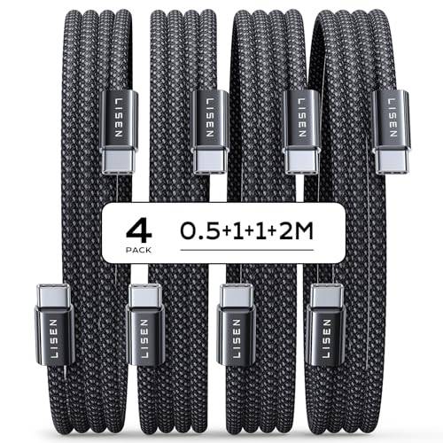 LISEN 60W USB C Kabel, [4er Pack, 0,5M 1M 1M 2M] USB C auf USB C Kabel Set