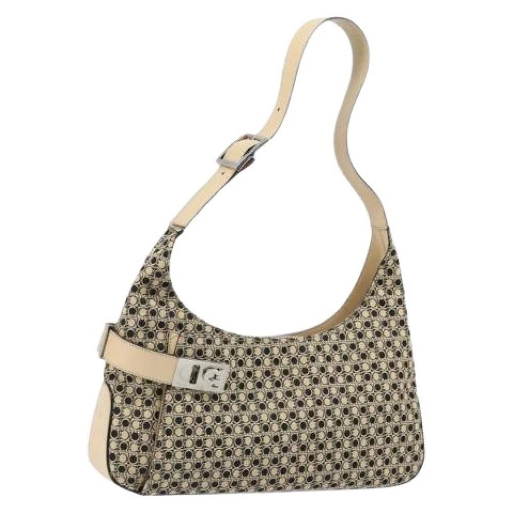 Salvatore Ferragamo Pre-owned Pre-owned Canvas Skuldertaske - Vintage - Dame - Beige - ONE SIZE - Uld