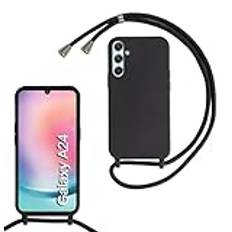 xinyunew Mobiltelefonkedja för Samsung Galaxy A24 5G/A24 4G, fodral med band, mobiltelefonfodral med snöre för upphängning, mjukt TPU-silikonfodral med band [avtagbar] halsbandsskydd för Galaxy A24