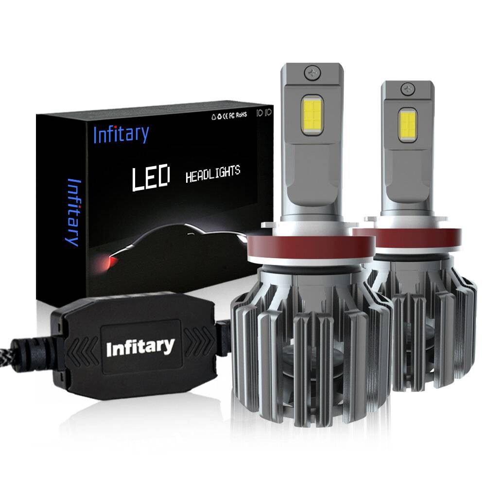 Infitary Q1 2PCS 220W 30000LM 6500K LED bilstrålkastarlampor H1 H4 H7 H11 9005 9006 med avkodning hög effekt auto lampa