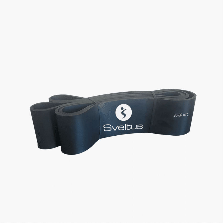 Powerband Svart 30-80 kg – tyngsta ögleband för styrka.