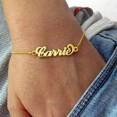 Söt sjöjungfrusvansarmband, personligt armband i rostfritt stål med namnskylt, för kvinnor/barn, festpresent - Guld (justerbar)