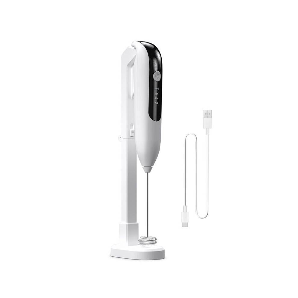 Electric Milk Frother Handheld Rechargeable LED Digital Display Drink Foam Mixer for Milk Coffee, Lattes