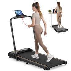 [EU Direkte] Formill FT51 2 i 1 Gåpad Treadmill 2.5HP Motor 1-10km/h Hastighed Automatisk hældning Foldbar 256 lbs Kapacitet LED Vis Fjernbetjening Pad Stativ Hjem Kontor Under Skrivebordet Treadmill til Gå Løb - Sort