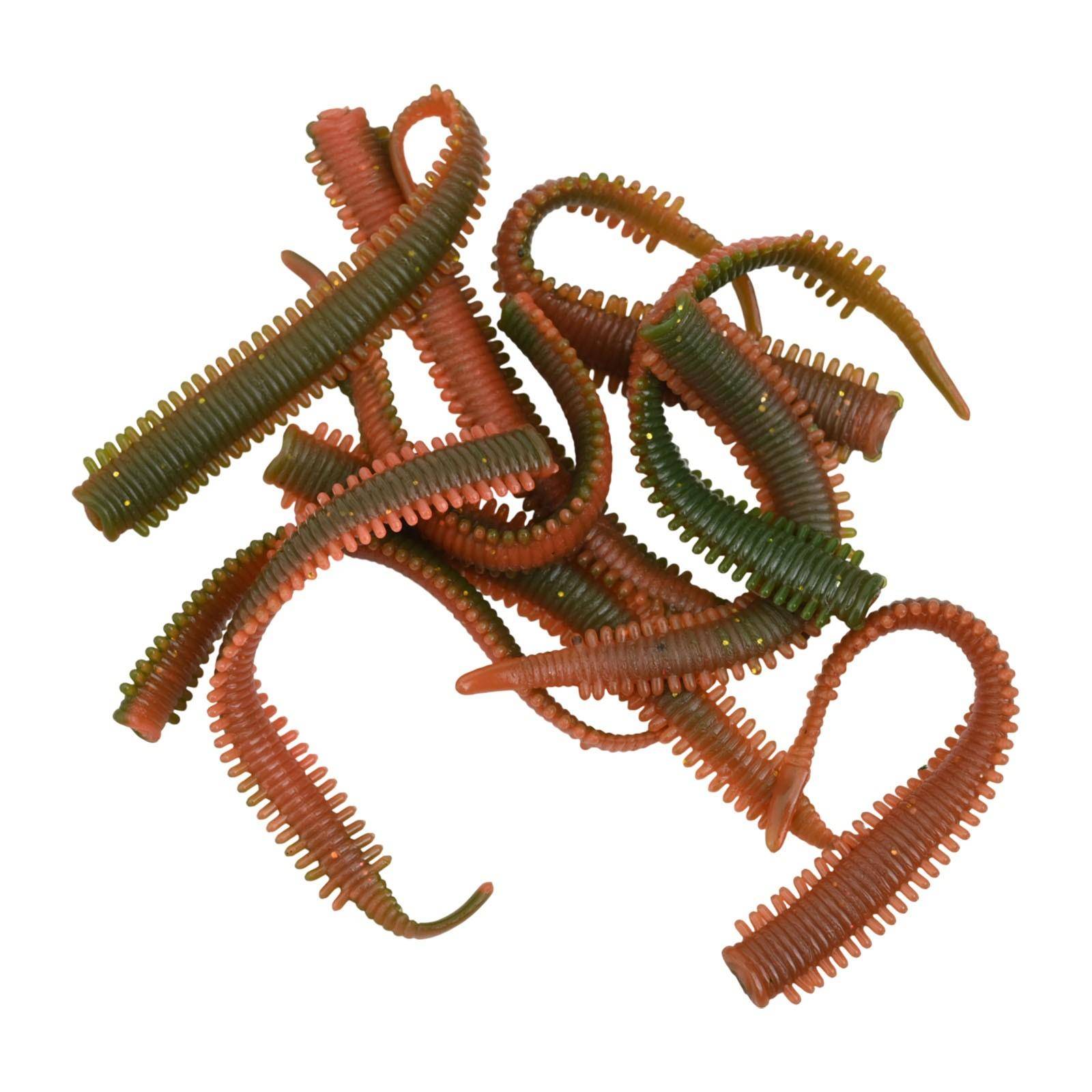 10 st Simulation Sand Silkworm Fiskebete - TPR Mjukbete med Räk-Fiskdoft Stretchbart Mjukt Rivtåligt brown