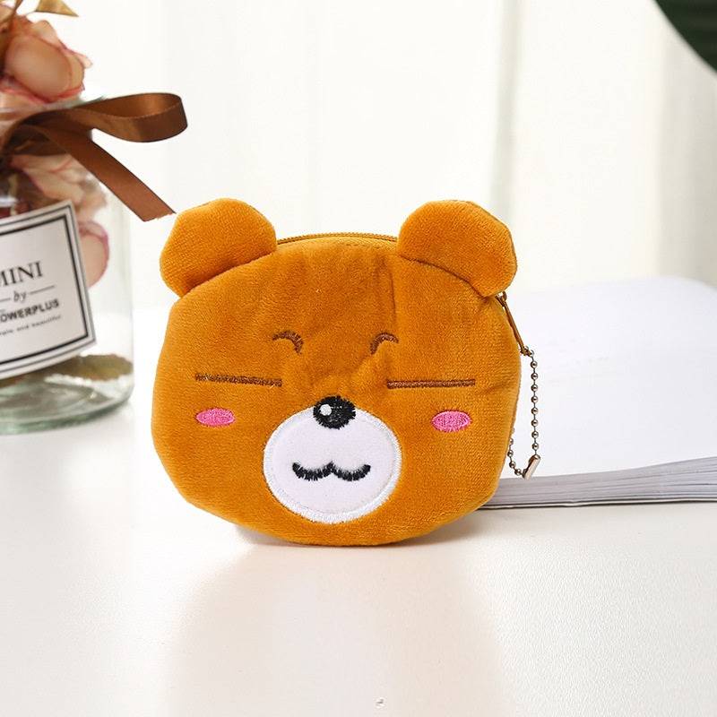 Plush Cute Coin Purse Cartoon Cloth Women's Key Case - Squinting Bear