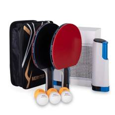 Merytes Portable Table Tennis Racket Portable Table Tennis Set 2 Rackets 6 Ping Pong Balls Table Tennis Supplies Table Tennis Racket Table Tennis Ball