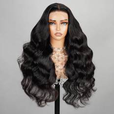 Upgraded Bleached Knots Body Wave Human Hair Wig 13x4 HD Pre CutLace Front Wigs 200% Density Brazilian Real Human Hair Wigs for Women Wear and Go Glueless Wigs Natural Black Color Plus 20 Inch