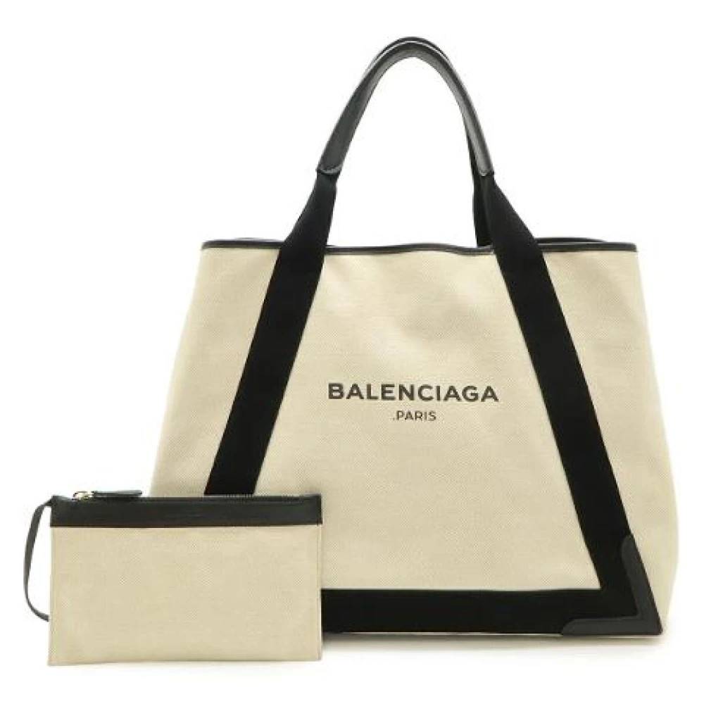 Balenciaga Vintage - Pre-owned Navy Cabas Canvas Läder Tote Bag Vintage - Dam - ONE Size - Läder