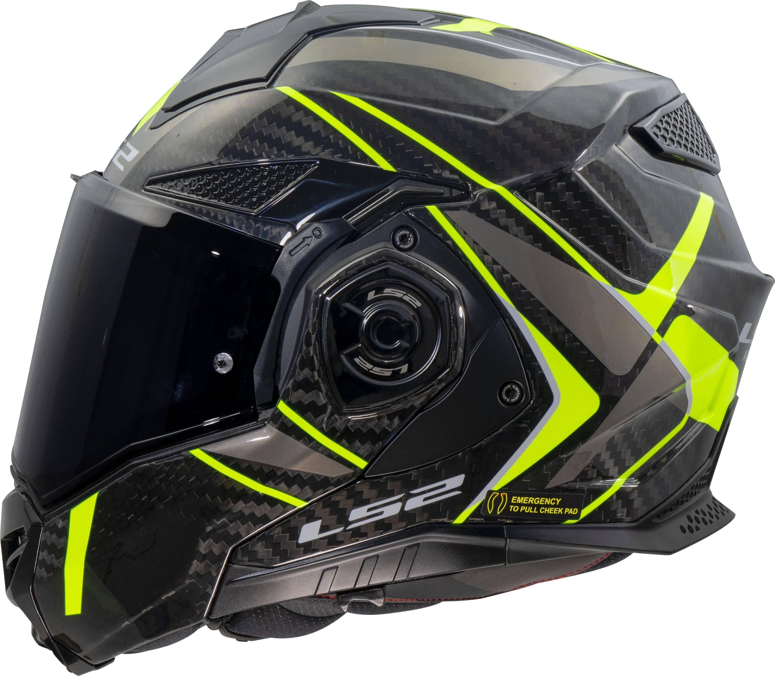 LS2 Öppningsbar Hjälm FF901 Advant X Carbon Future Svart/Gu 3XL