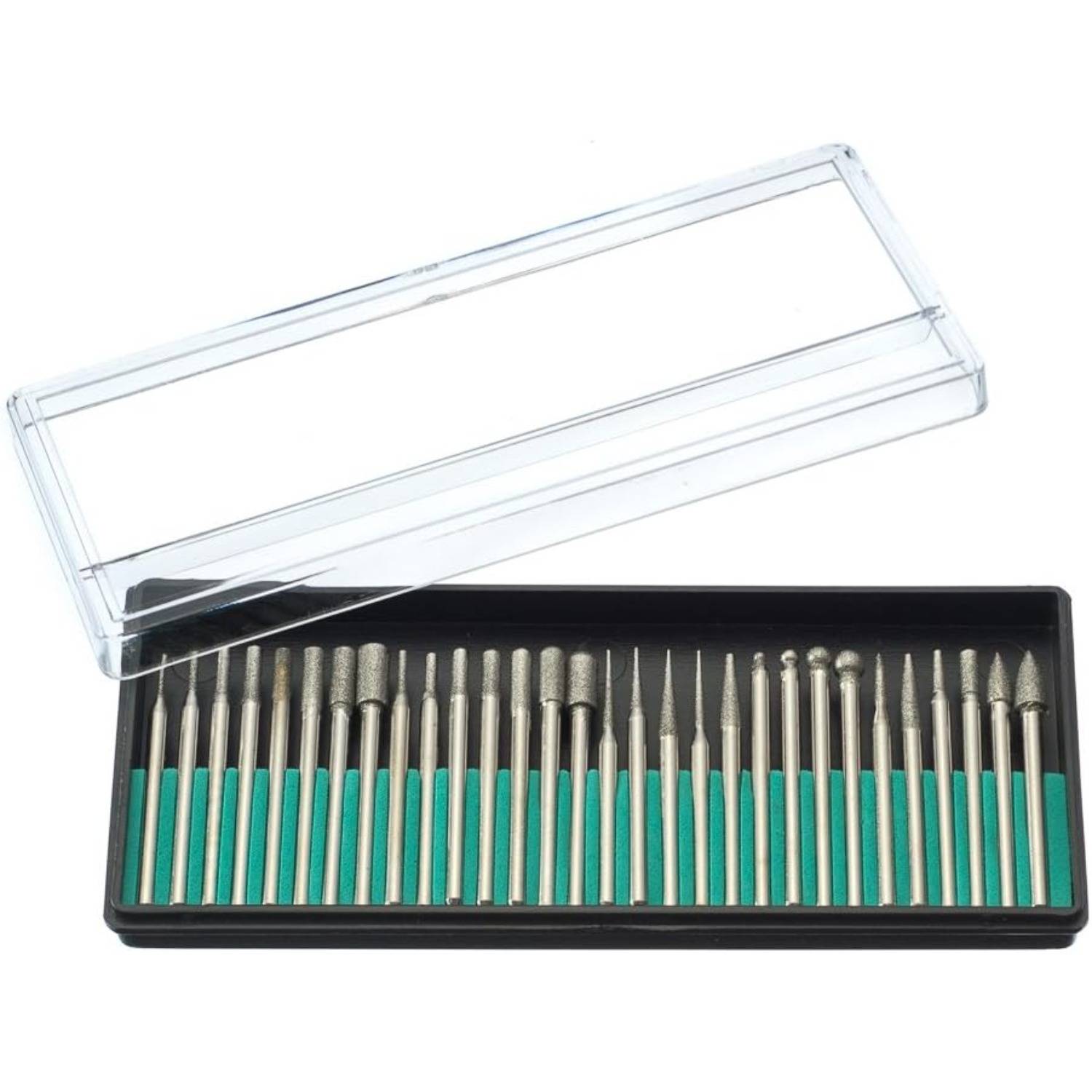 TEMU 30pcs/set Diamond Burr Bits, Drill Bit Set For Rotary Tools Metal Woodworking Router Sanding Carving - 1/8" (3mm) Shank