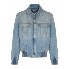 Balmain, Jacka, Herr, XL, Bomull, Beskuren fodrad jeansjacka