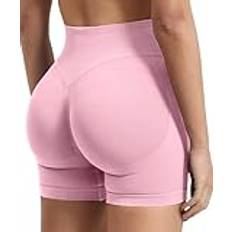 ZAAYO Sportshorts för kvinnor, träning, shorts med effekt, 10 cm scrunch, rumplyftande gymshorts, sömlösa Booty Biker-shorts, ROSA, S