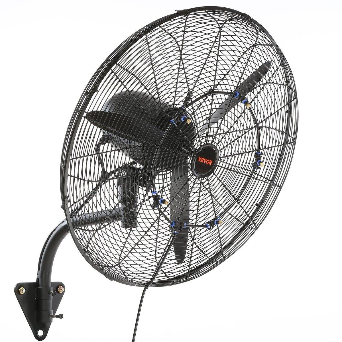 24 Oscillating Wall Mist Fan Metal 3 Speeds 115W
