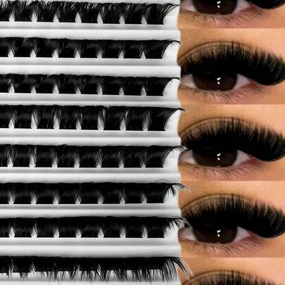 120 st. D-Curl fluffiga naturliga fransförlängningar, längd 10–18 mm, tjocklek 0,07 mm, DD-Curl ultralätt förpackning, 10 rader vattentäta minkliknand