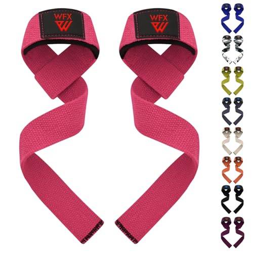 WFX Tyngdlyftningsremmar Handledsstöd Vadderat Neopren Gym Crossträning Handstång Tyngdlyftningsremmar Fitness Bodybuilding Power Training Grepp Death Lift Män Kvinnor (Rosa)