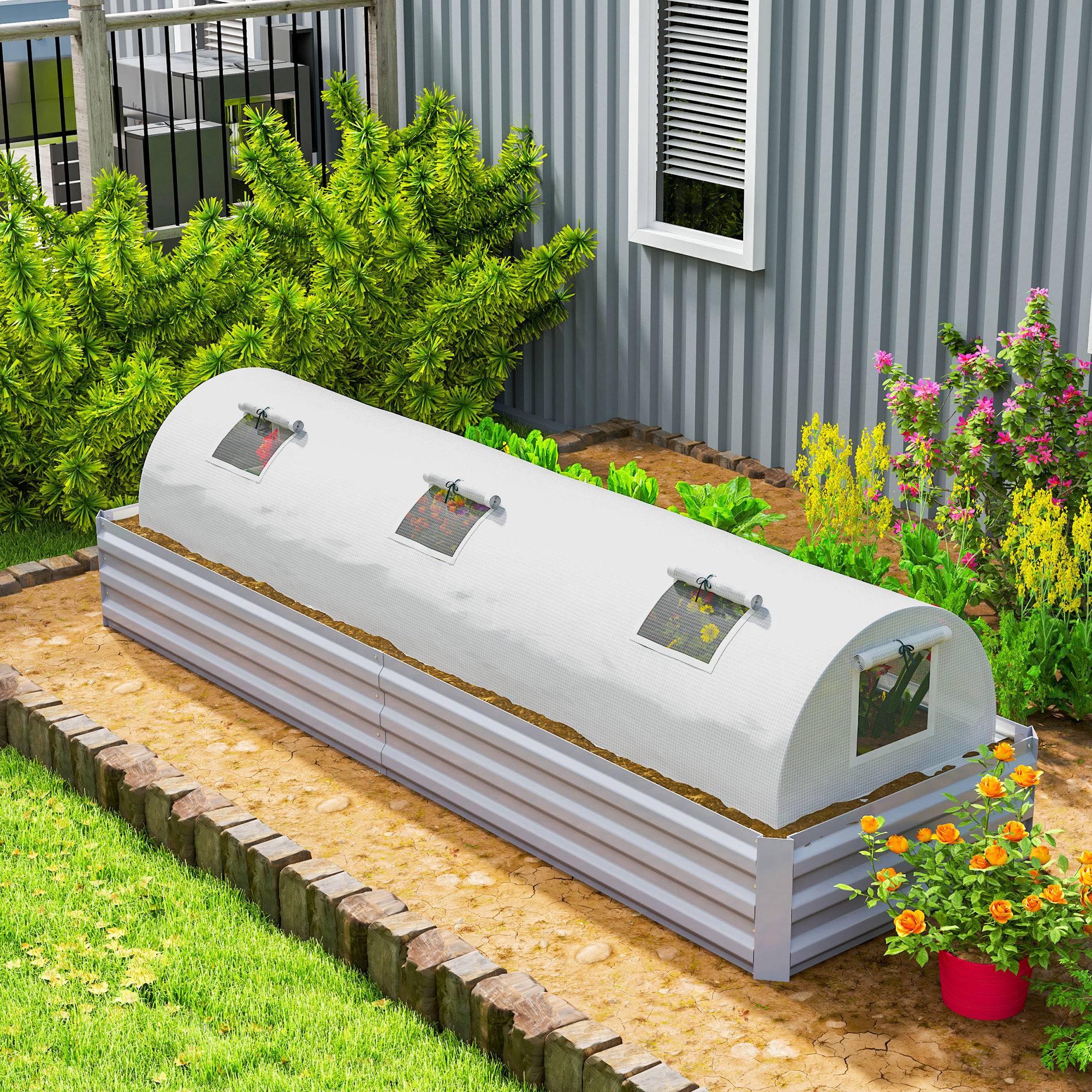 Drivhus med rullevindue, rundt tag, vintersikkert filmdrivhus af stål, vandafvisende drivhus til altan, tomathus med UV-beskyttelse, 300x80x45cm tomatdrivhus til grøntsager, grøn.