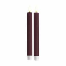 Deluxe Homeart Real Flame LED Kronelys - 2 stk. - Ø 2,2 x H 24 cm - Stearin - Violet