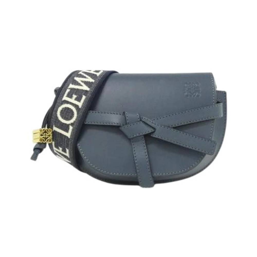 Loewe Pre-owned Pre-owned Gate Dual Calf Shoulder Bag - Vintage - Dame - Blå - ONE SIZE - Uld