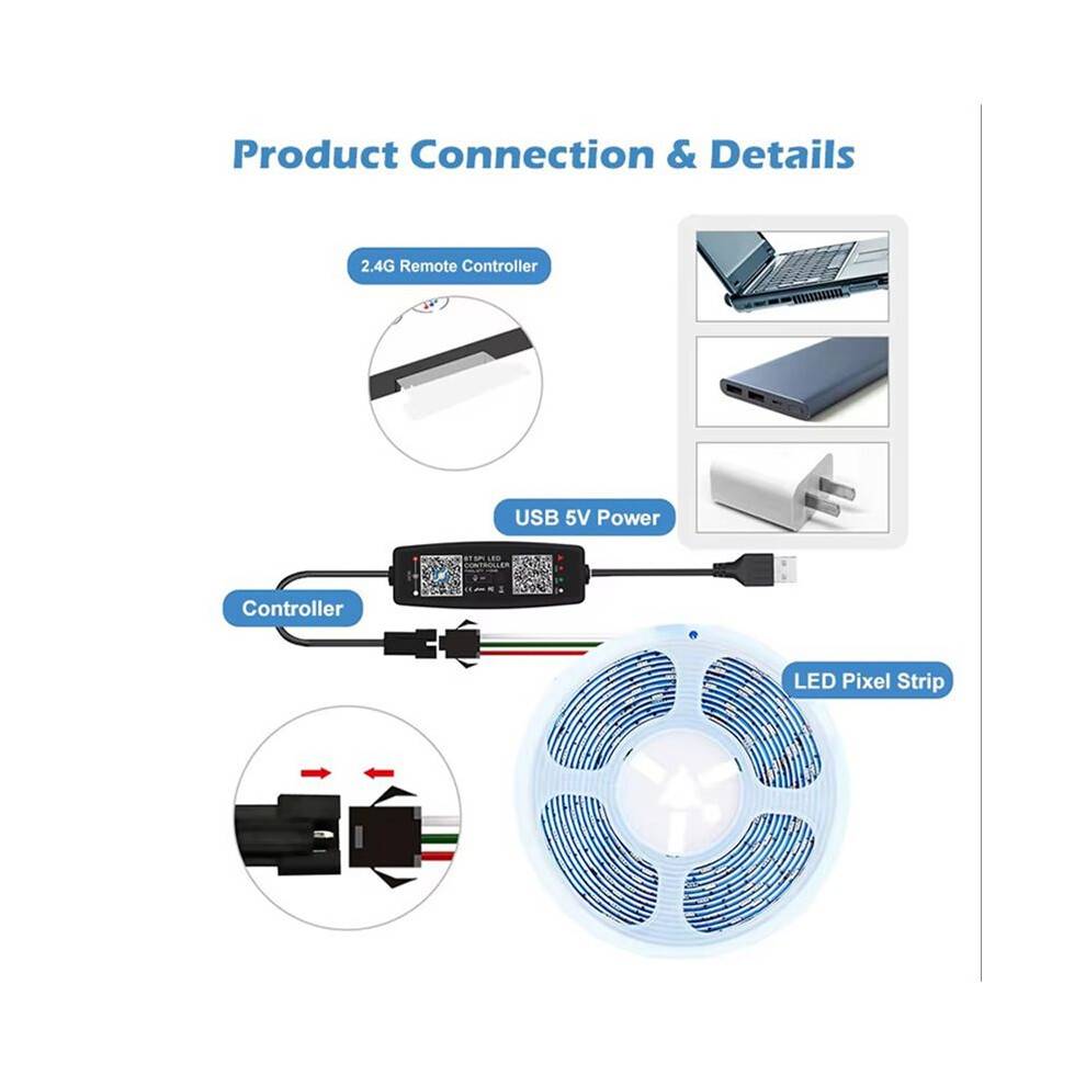 2X WS2812B LED Controller APP Control Music Controller for SK6812 WS2811 WS2812 LED Pixel Light Strip USB 5V
